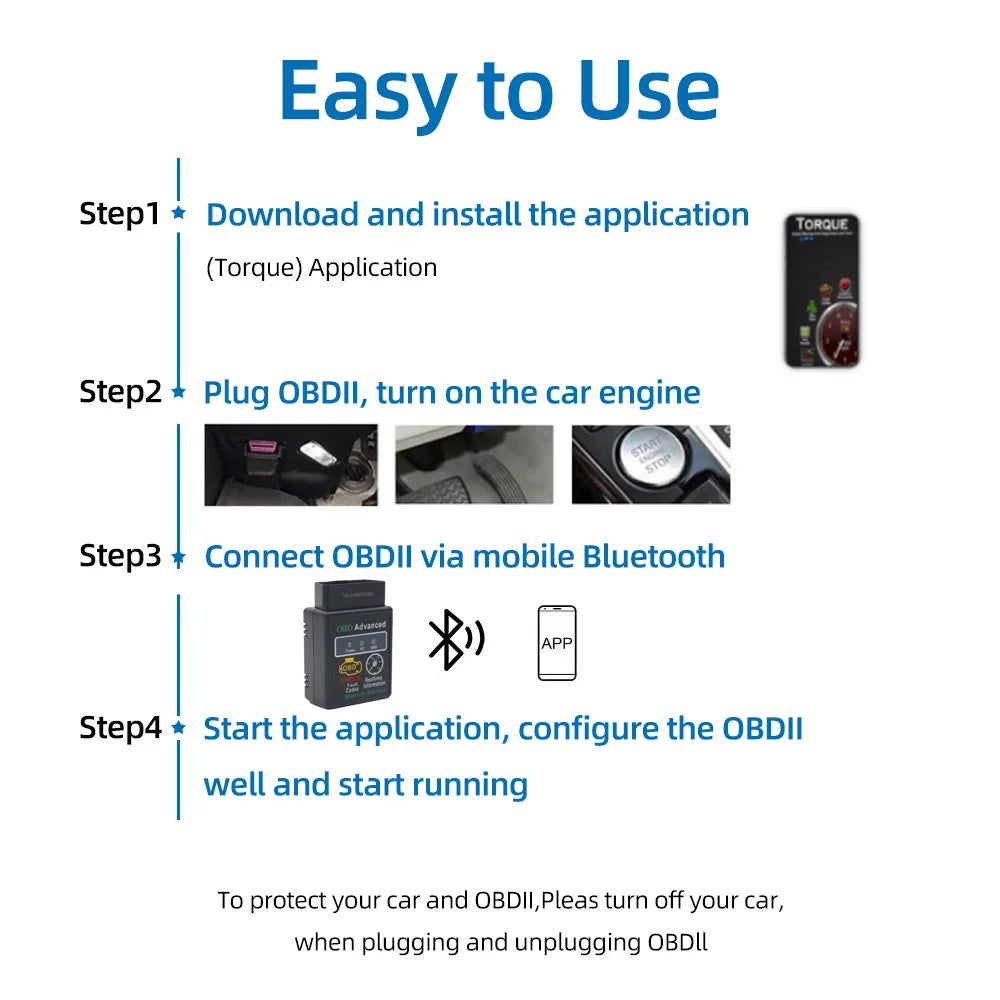 Automotive Diagnostic Tools Bluetooth-Compatible OBD2 Scanner V1.5 Code Reader